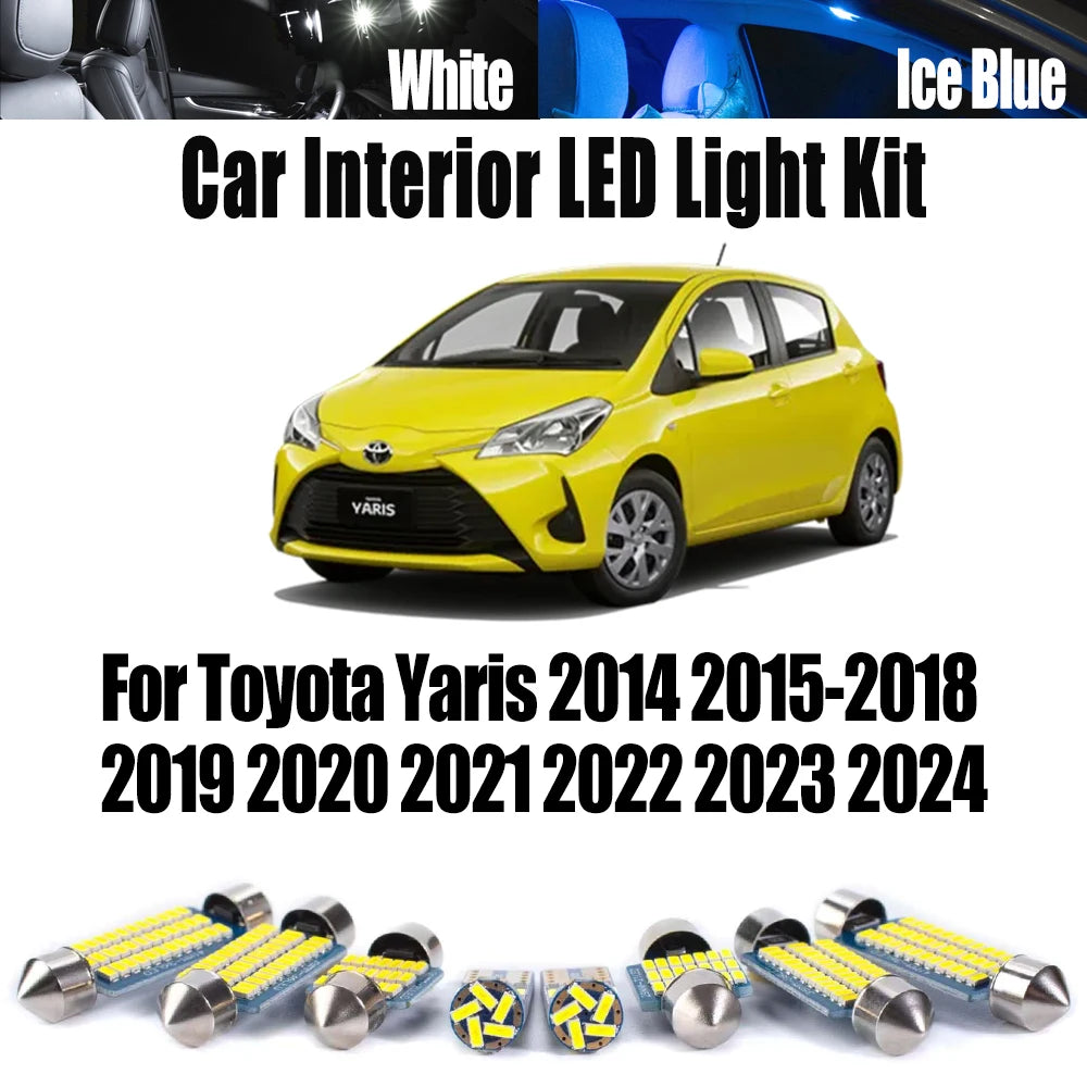 8-Piece LED Interior Light Kit for Toyota Yaris 2015 - 2019 - Canbus Dome Map Door Trunk Bulbs | AUTOKITSHOP