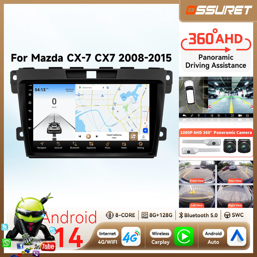 Android Auto car intelligent systems radio For Mazda CX-7 CX7 2008-2015 multmedia player A