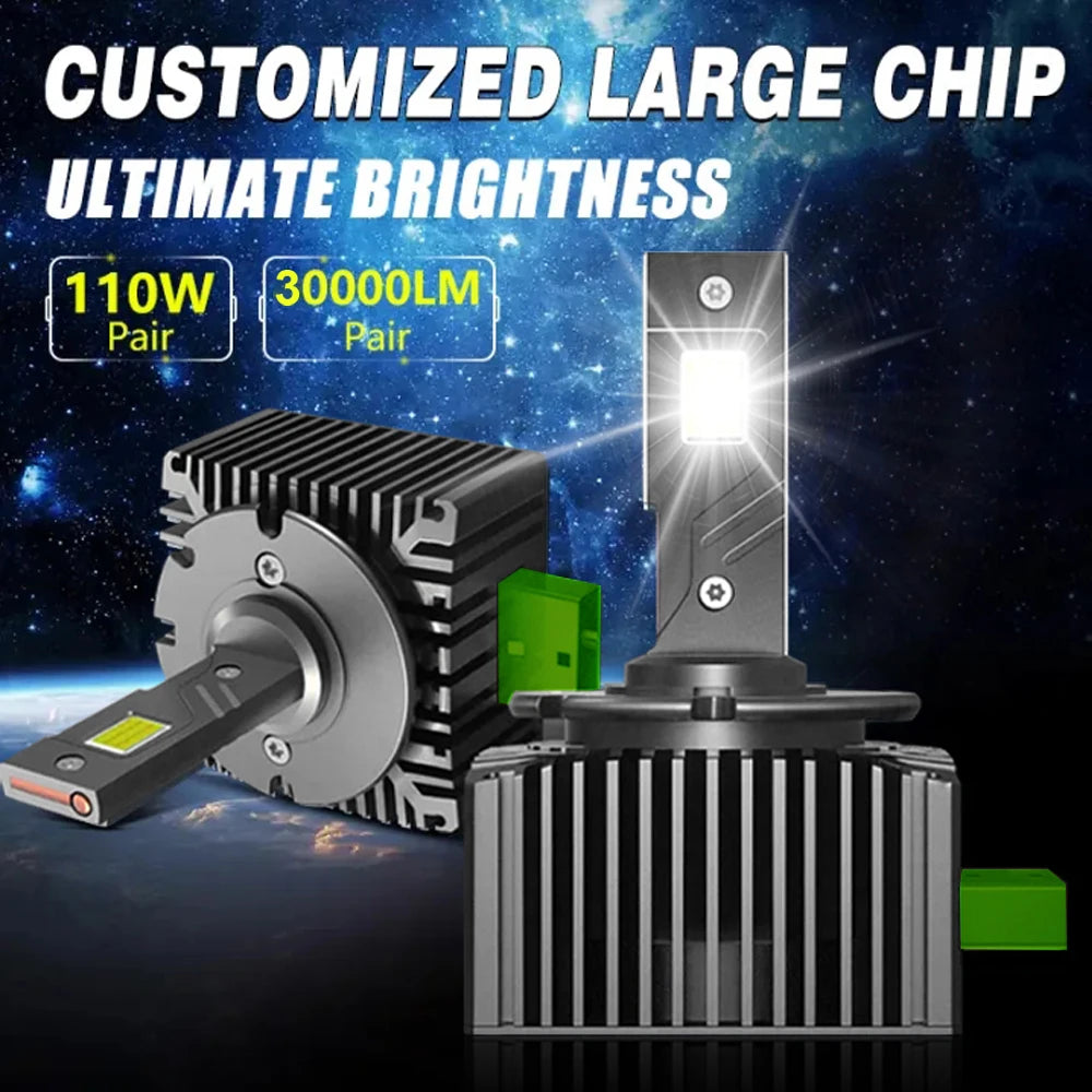 6000K LED Headlights HID D3S Turbo Canbus Car Light Bulbs 30000LM For VW Volkswagen Touare