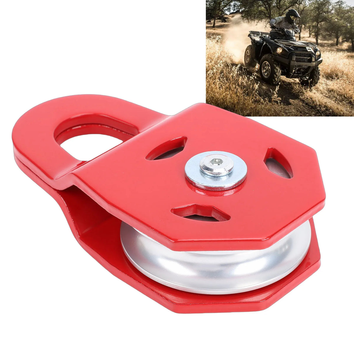 Winch Snatch Block 8 Ton Red Heavy Duty Multifunctional Towing Winch Snatch Block Pulley for Tru - Automotive LED Light