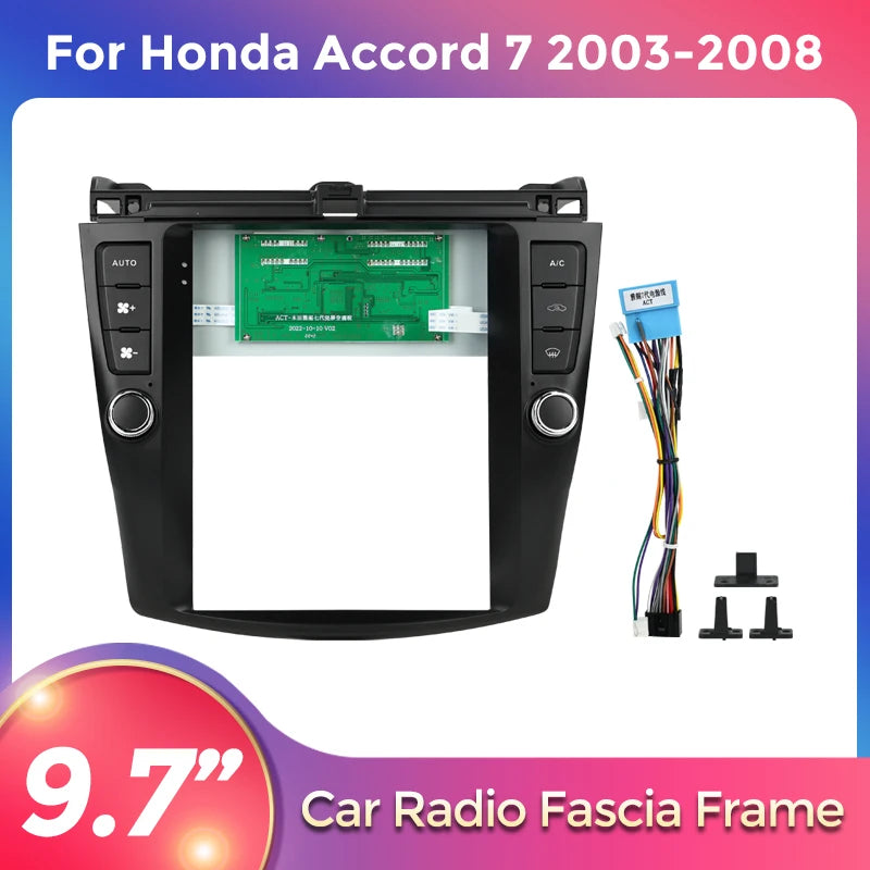 9.7" For Tesla Style Android Car Radio Fascia Adapter For Honda Accord 7 2003-2008 Headuni