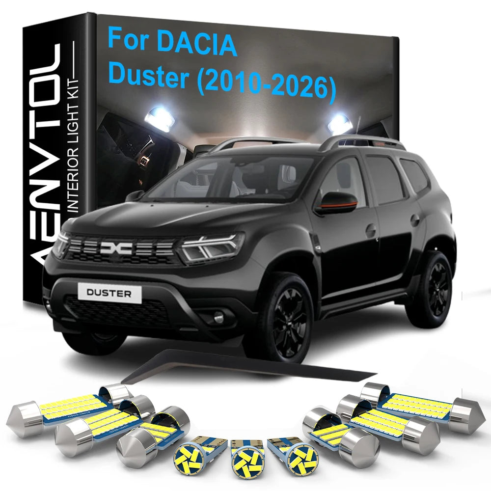 11-Piece LED Interior Light Kit for Dacia Duster 1 2 3 MK1 MK2 MK3 2010-2026 - Canbus Dome Map Door Trunk Bulbs | AUT...
