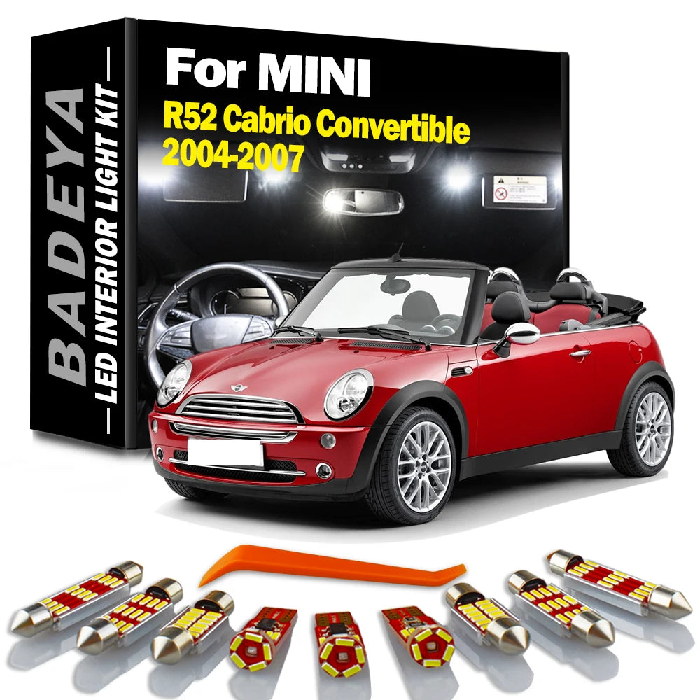 BADEYA 10Pcs Canbus For Mini R52 Cabrio Convertible 2004 2005 2006 2007 LED Interior Readi