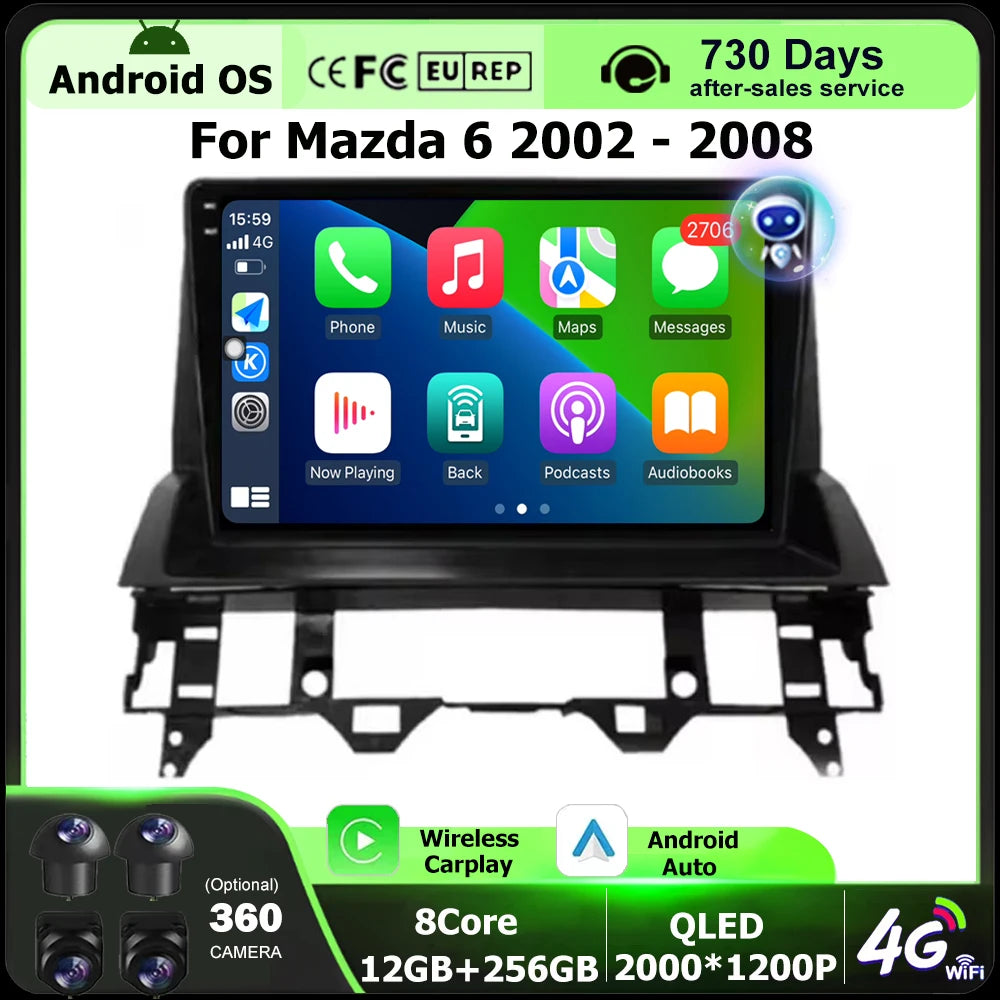 Wireless Carplay For Mazda 6 2002 - 2008 Android 16 Auto Car Radio Multimedia Video Player