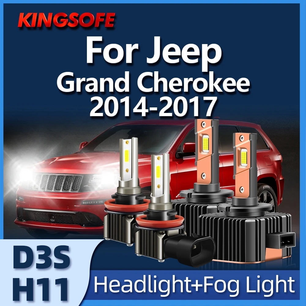 KINGSOFE LED Car D3S Bulb Super Bright Auto Headlight H11 6000K Fog Lamp For Jeep Grand Ch