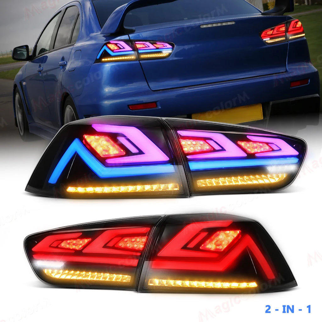 RGB Car Tail Lamps for Mitsubishi Lancer Evo X 2008 2009 - 2019 2020 2021 Start-Up Animati | AUTOKITSHOP