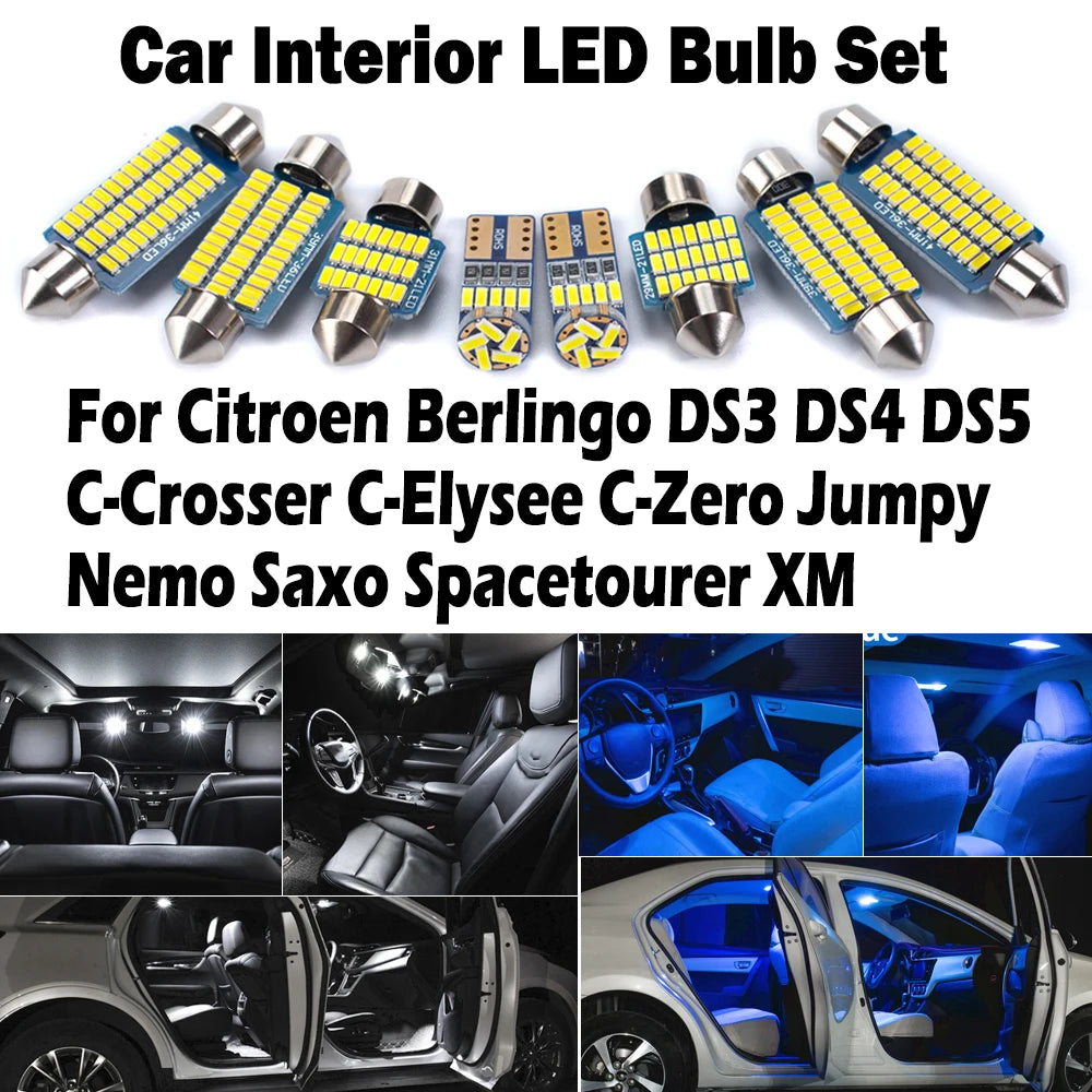 LED Interior Light Kit for Citroen Berlingo DS3 DS4 DS5 C-Crosser C-Elysee C-Zero Jumpy Nemo Saxo Spacetourer XM Car ...