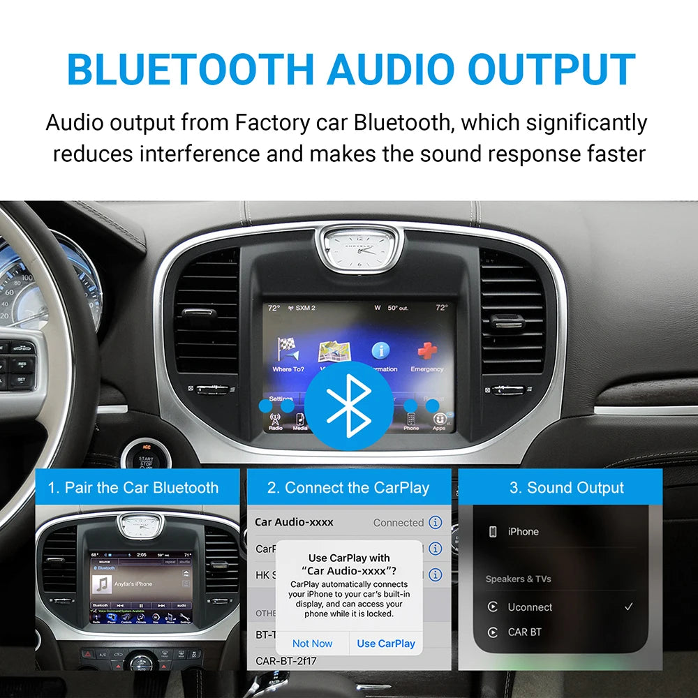 Wireless CarPlay Android Auto retrofit kit decoder box for Chrysler 300 Series 2011-2016