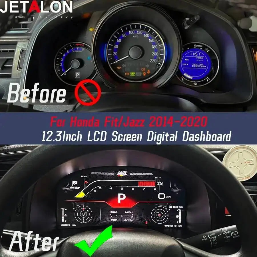 LCD Instrument Panel For Honda Fit 2014-2020 Digital Cluster Virtual Cockpit Car Multimedi