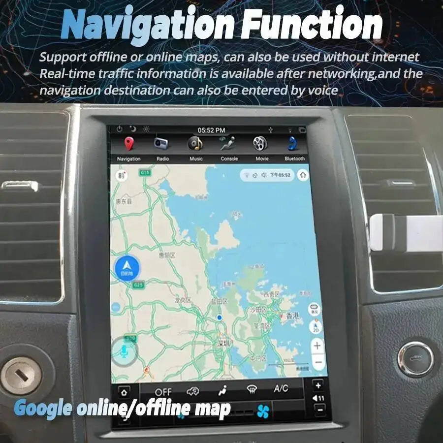 12.8'' vertical Screen For Ford Taurus 2010-2019 Car Radio GPS Android 15 Carplay Head Uni