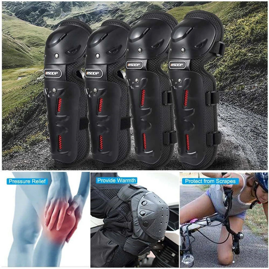 Motorcycle ATV Elbow Arm Leg Knee Shin Armor Guard Shield Cover Protector 4Pcs