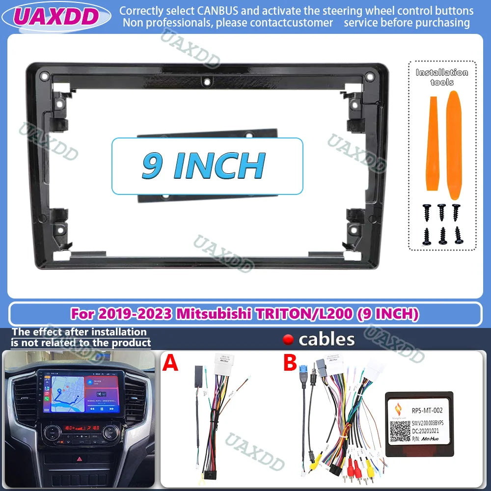 9 Inch Car Frame Fascia Canbus Box Adapter For Mitsubishi Triton L200 2019-2023 Android Ra
