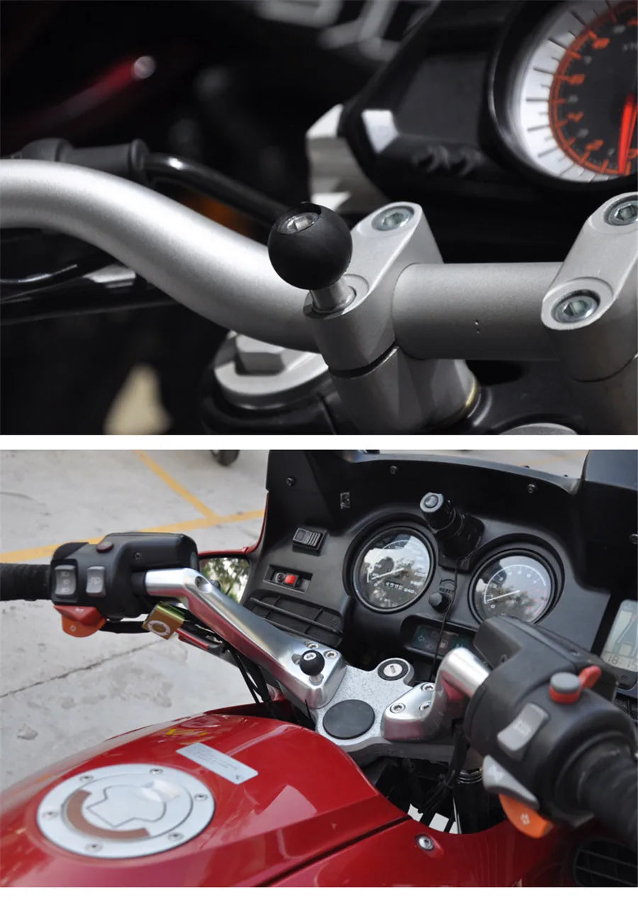 Motorcycle Handlebar Clamp Base Set - 1" Rubber Ball & M8 Screws Included