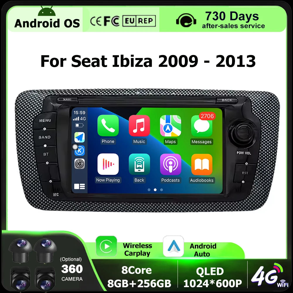 Car Radio Multimedia Video Player GPS Navigation Stereo For Seat Ibiza 2009 2010 2011 2012