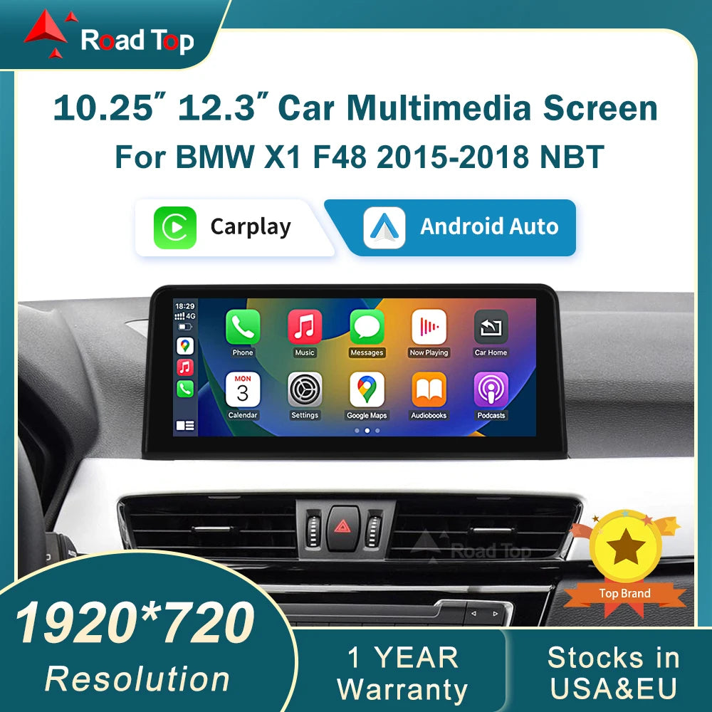 RoadTop 12.3' Wireless Carplay Car Multimedia Touch Screen For BMW X1 F48 2015-2017 NBT iD