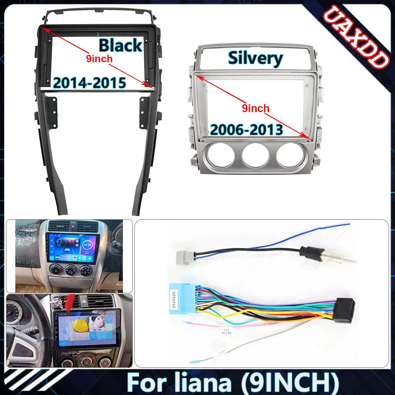 Car Radio Fascia Frame For SUZUKI 2006-2015 Liana 9 inch Stereo Panel Wire Harness Power C