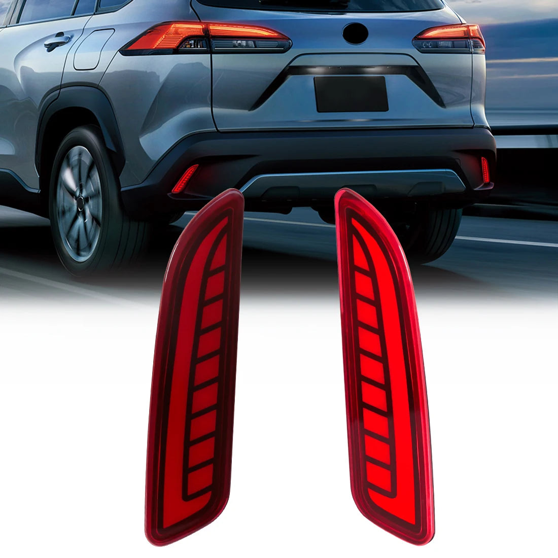LED Rear Bumper Reflector Light For Toyota Corolla Cross 2020 2021 Car Strop Brake Warning | AUTOKITSHOP