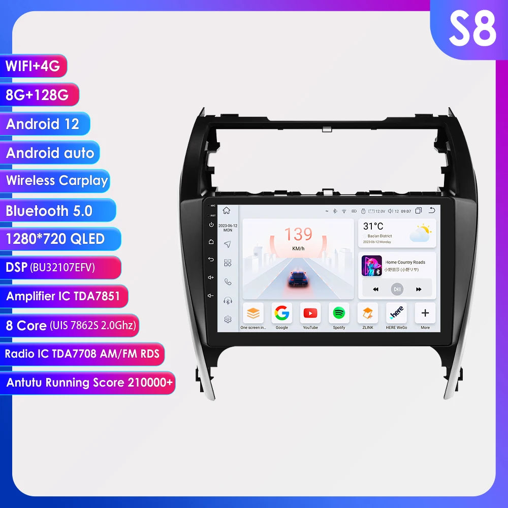 Android 12 For TOYOTA Camry 2012-2014 US Version Car Auto radio multimedia Video Player 78