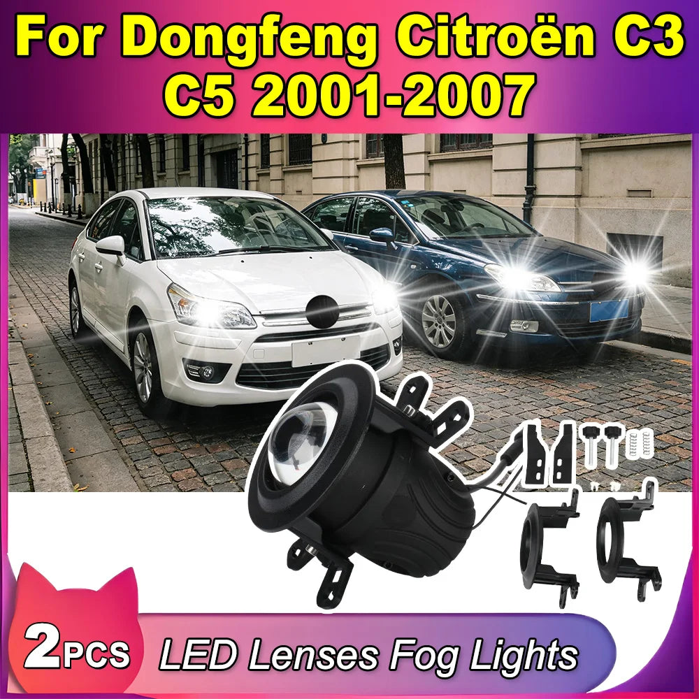 LED Lenses Fog Lights With Stand 2-inch LED Driving Fog Lamps Kit Projector Spotlight Lens
