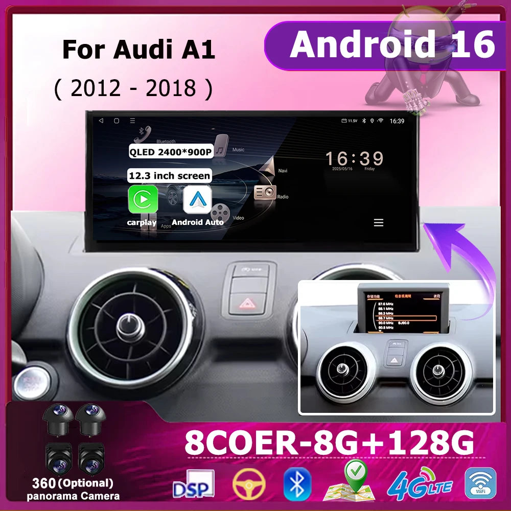 Car Radio Auto Android 16 For Audi A1 2012 - 2018 Wireless CarPlay Car Multimedia Radio Pl