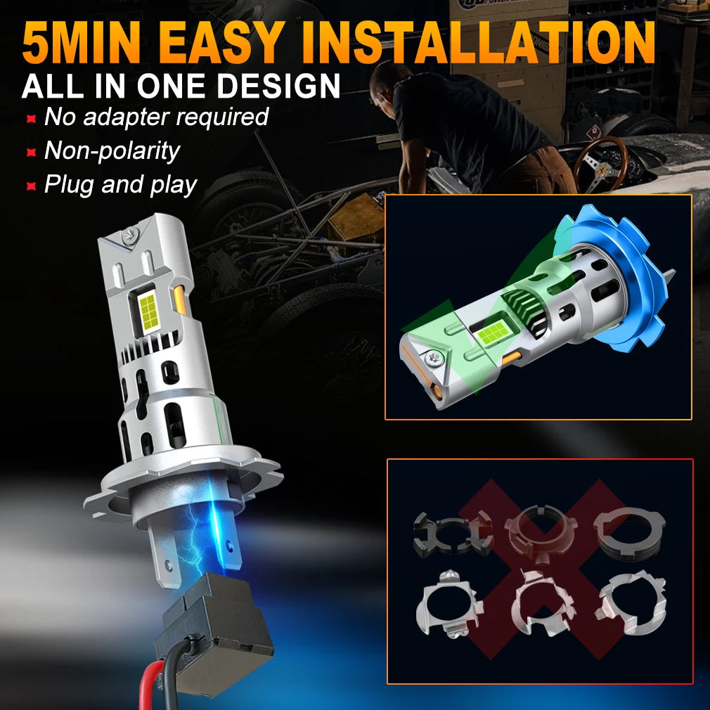 XSTORM H7 LED Car Lights Bulbs 150w 40000LM With Fan Turbo Lights H7 LED Headlight 6500K 1