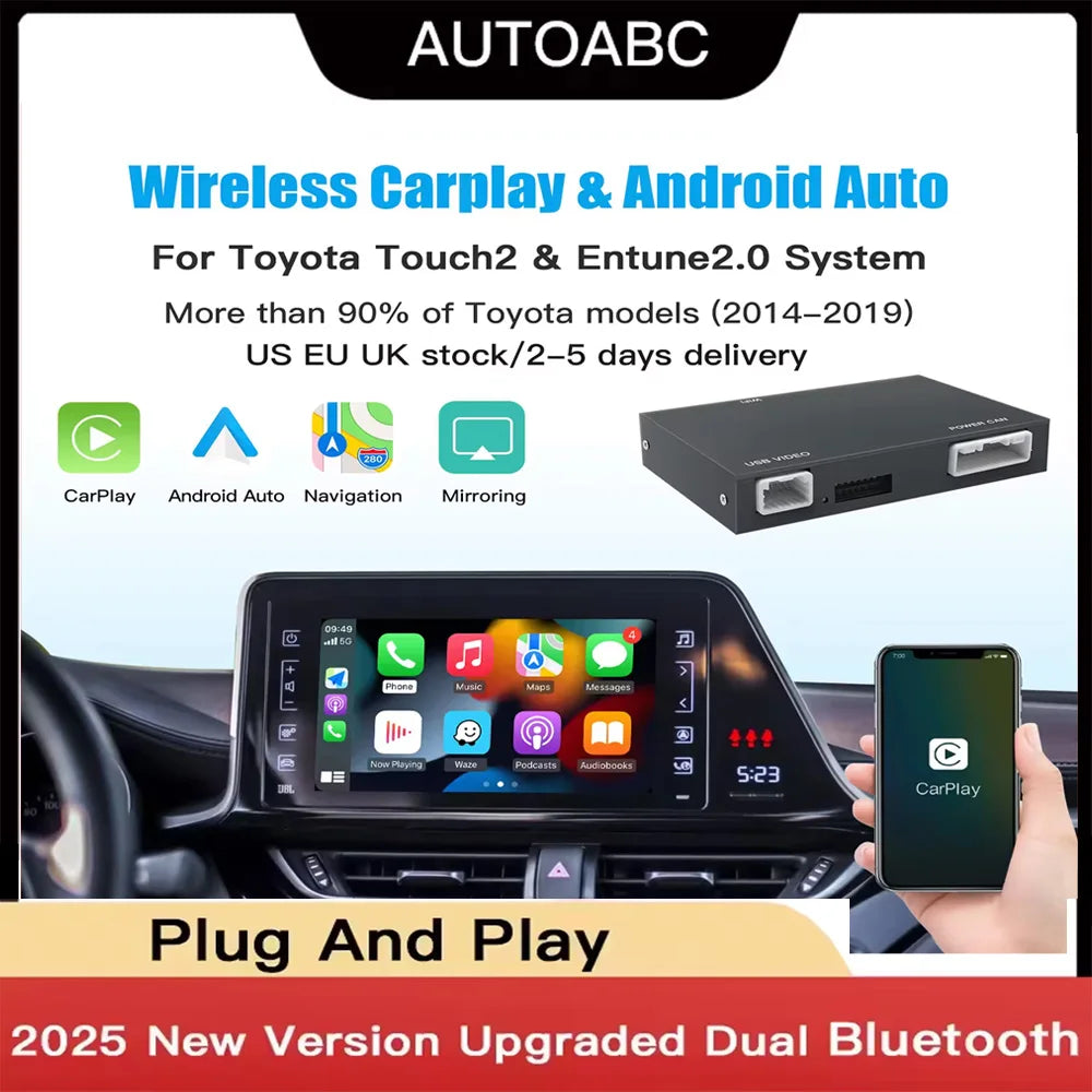 AUTOABC Wireless Carplay Android Auto for TOYOTA Touch Entune 2.0 Highlander Tundra Sienna