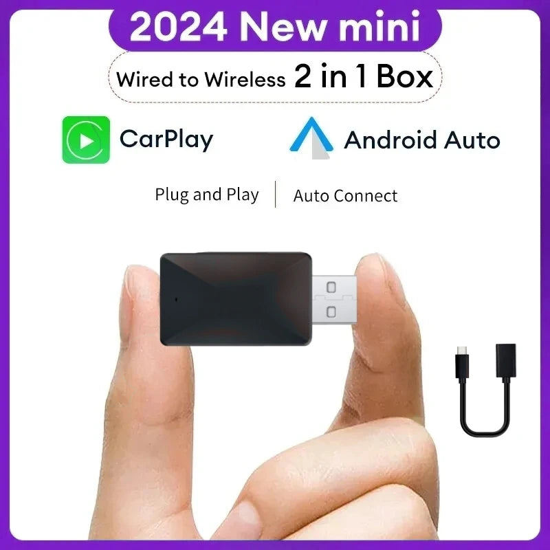Auto Parts 2 in 1 MINI Box wireless CarPlay Android Auto Car Adapter USB Plug and Play for | AUTOKITSHOP