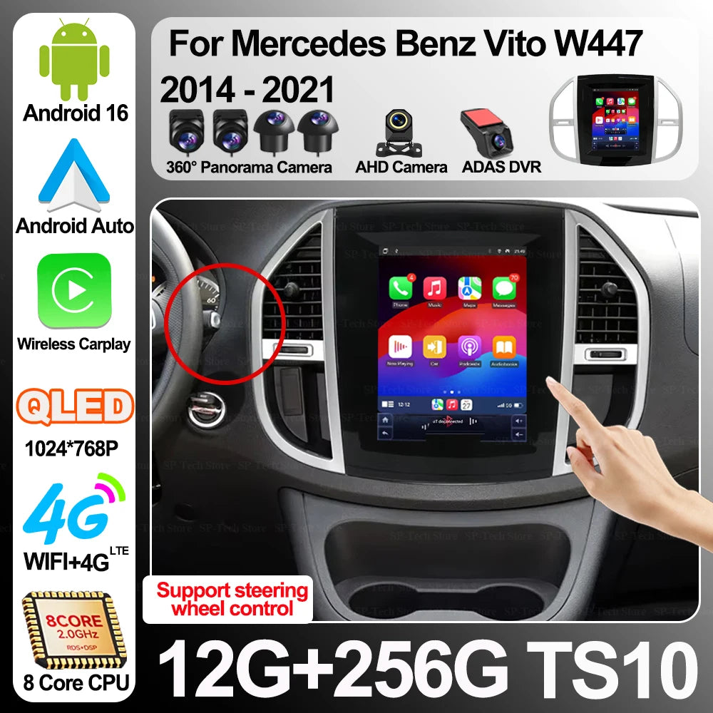 Car Radio 9.7" For Mercedes Benz Vito W447 2014 2015 2016 2017 2018 2019 2020 2021 Android | AUTOKITSHOP