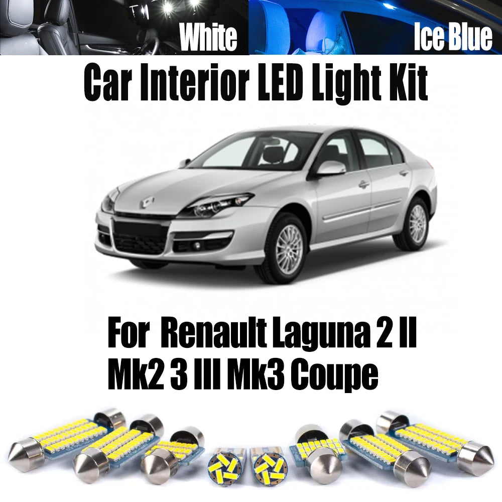 LED Interior Light Kit for Renault Laguna 2 II Mk2 3 III Mk3 Coupe Canbus Reading Bulbs - Canbus Error-Free Bulbs | A...