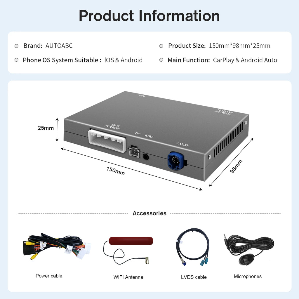 Wireless CarPlay Android Auto Retrofit Kit Decoder Box for Maserati Quattroporte Ghibli, C | AUTOKITSHOP