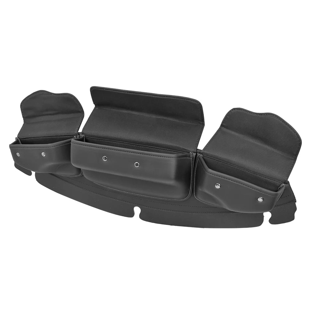Motorcycle 3-Pocket Windshield Batwing Fairing Pouch Bag For Harley Touring Electra Street Glide - Automotive LED Light