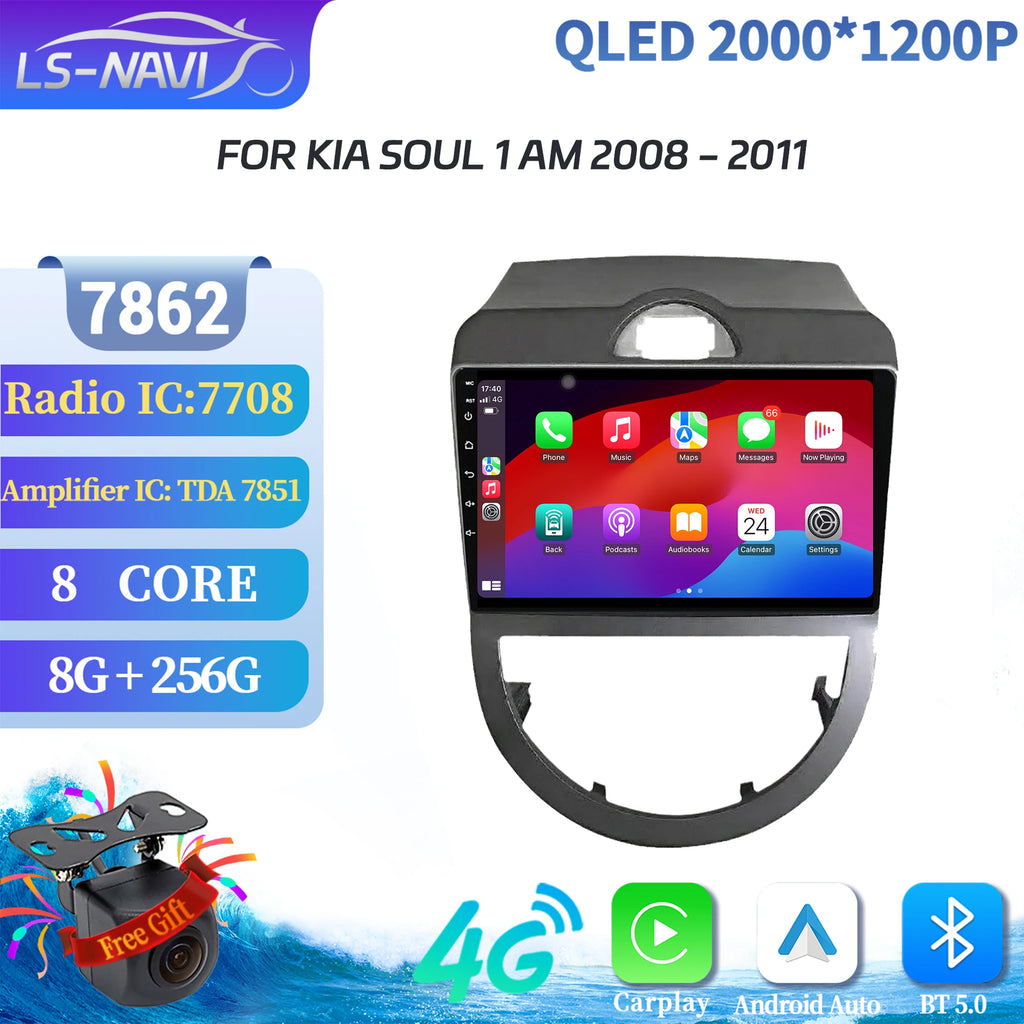 For Kia Soul 1 AM 2008-2011 Wireless BT CarPlay Android 14 Radio Car Multimedia Player 786