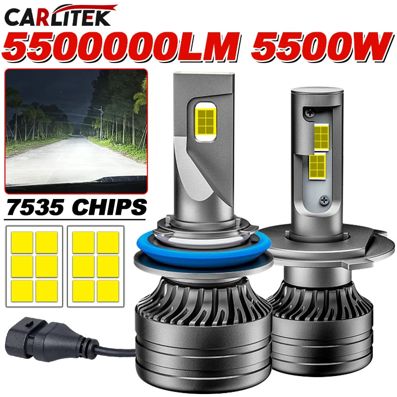 5500W H1 H4 H7 LED Headlight Canbus No Errors H8 H11 HB3 9005 HB4 9006 9012 Hir2 Led Bulb