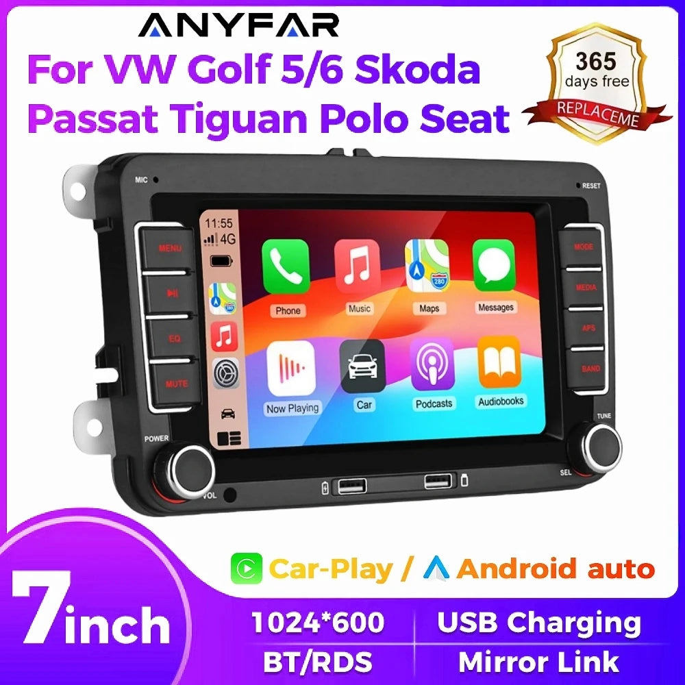 7" 2 Din HD Car Media Video RDS Airplay Car Radio CarPlay Android Auto Stereo Audio For Vo | AUTOKITSHOP