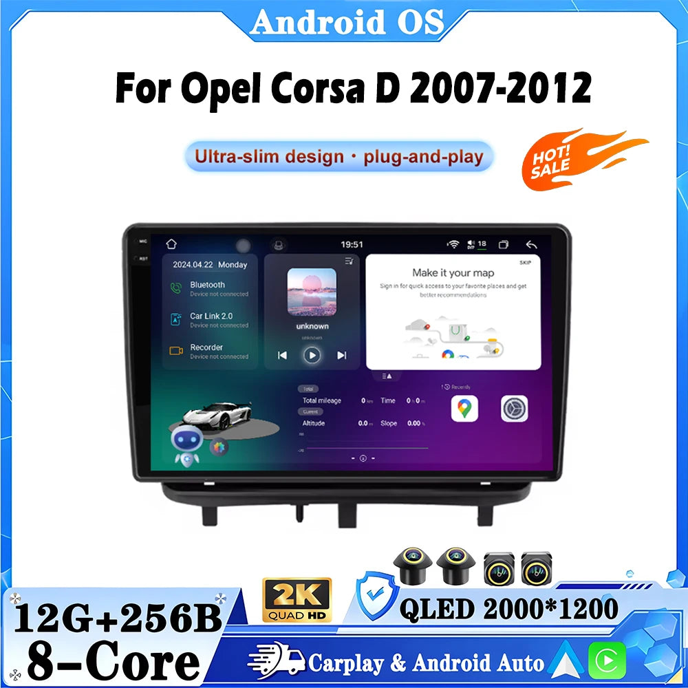 4G for Opel Corsa D 2007-2012 Car Multimedia Video Player Android 16 Wireless Carplay Scre