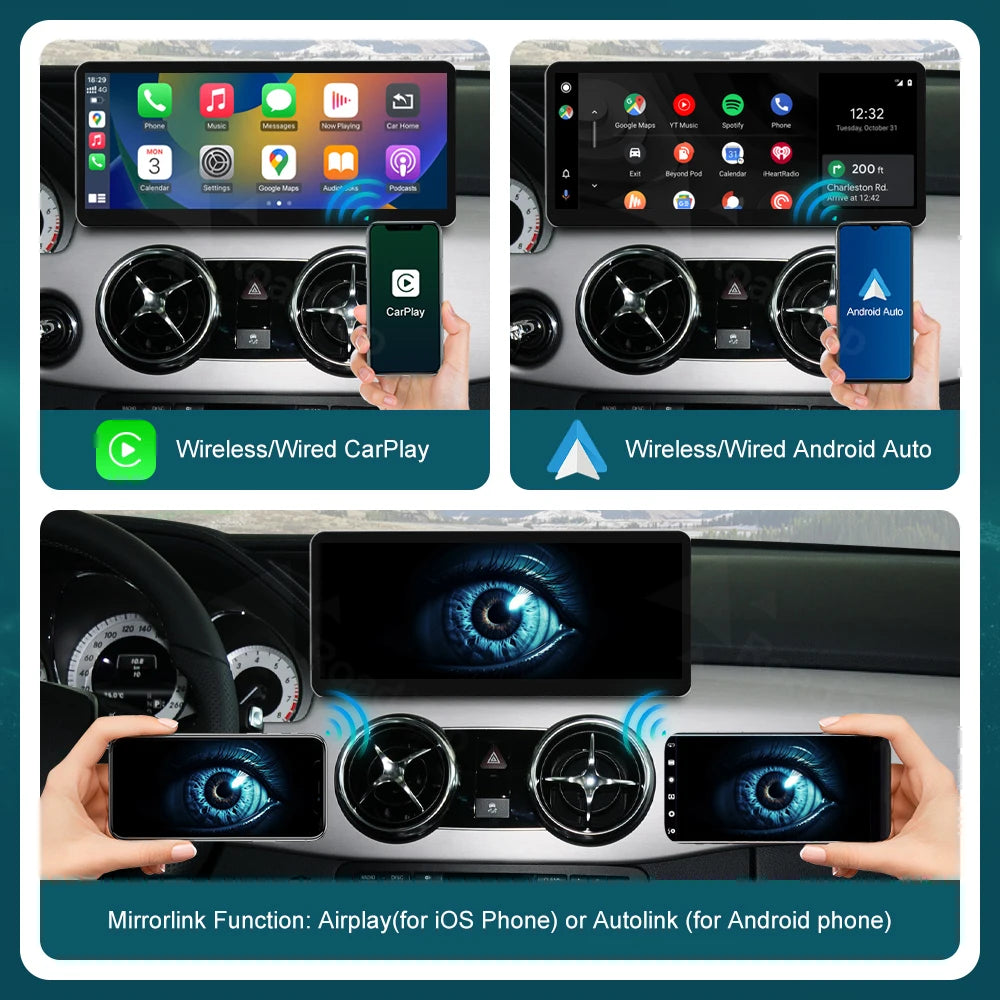 RoadTop Wireless CarPlay Android Auto Multimedia Display for Mercedes-Benz GLK X204 NTG4.5