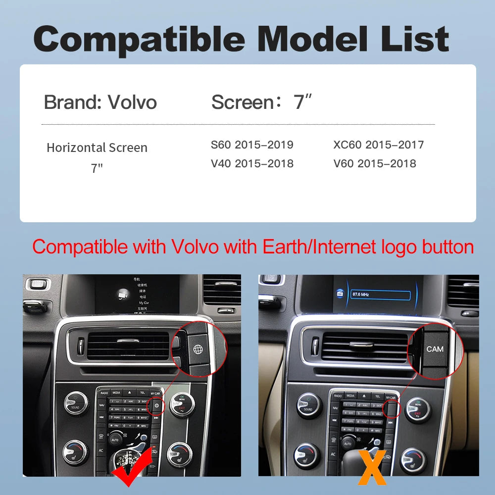 Wireless CarPlay Android Auto decoder box for Volvo xc60 s60l v60 v40 s60 with rear view c | AUTOKITSHOP