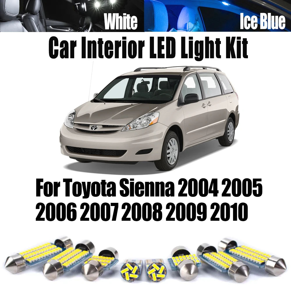 11-Piece LED Interior Light Kit for Toyota Sienna - Canbus Error-Free Bulbs | AUTOKITSHOP