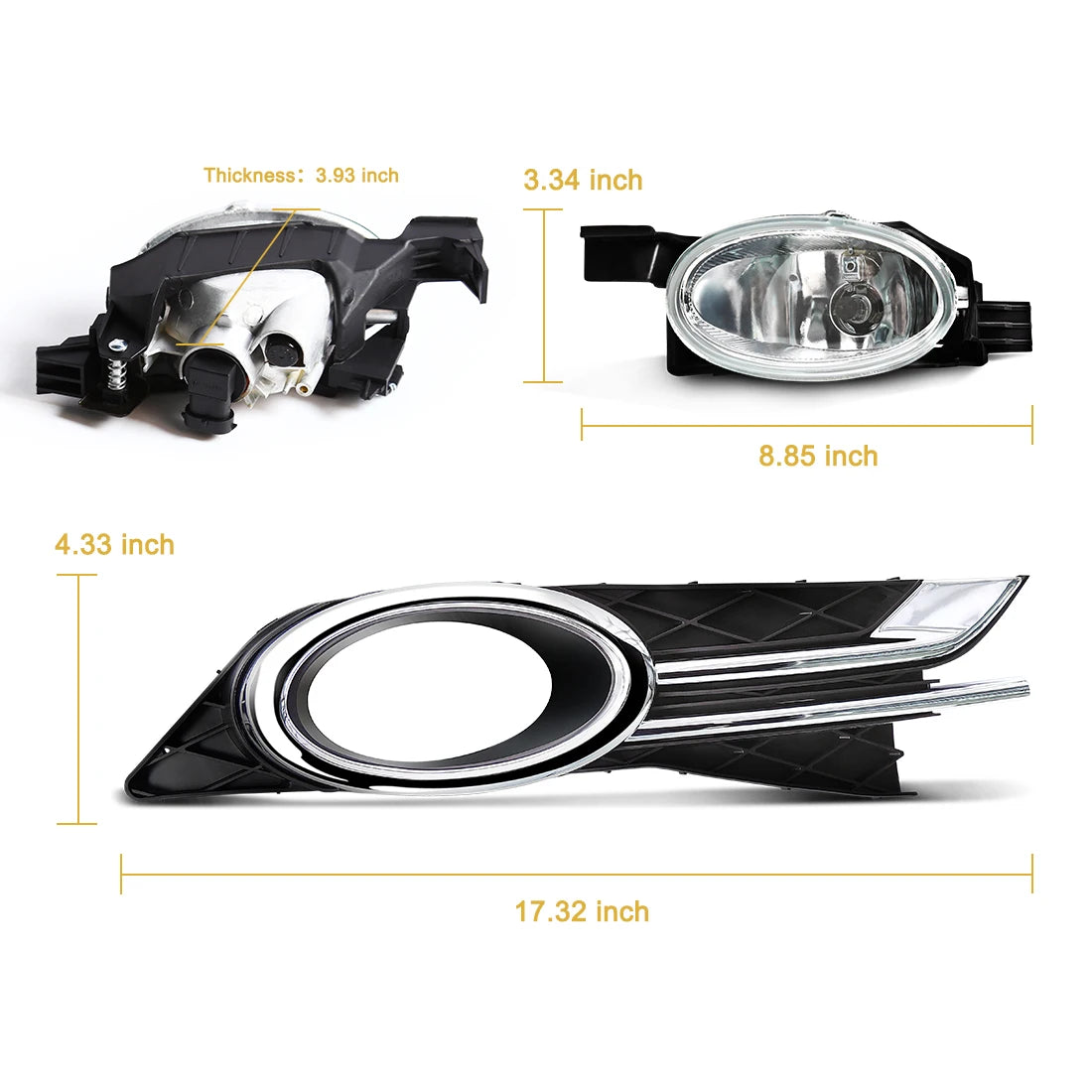For Honda Odyssey 2014 2015 Fog Lamp Halogen Bumper Driving Daylight DRL Lights Chrome Tri | AUTOKITSHOP