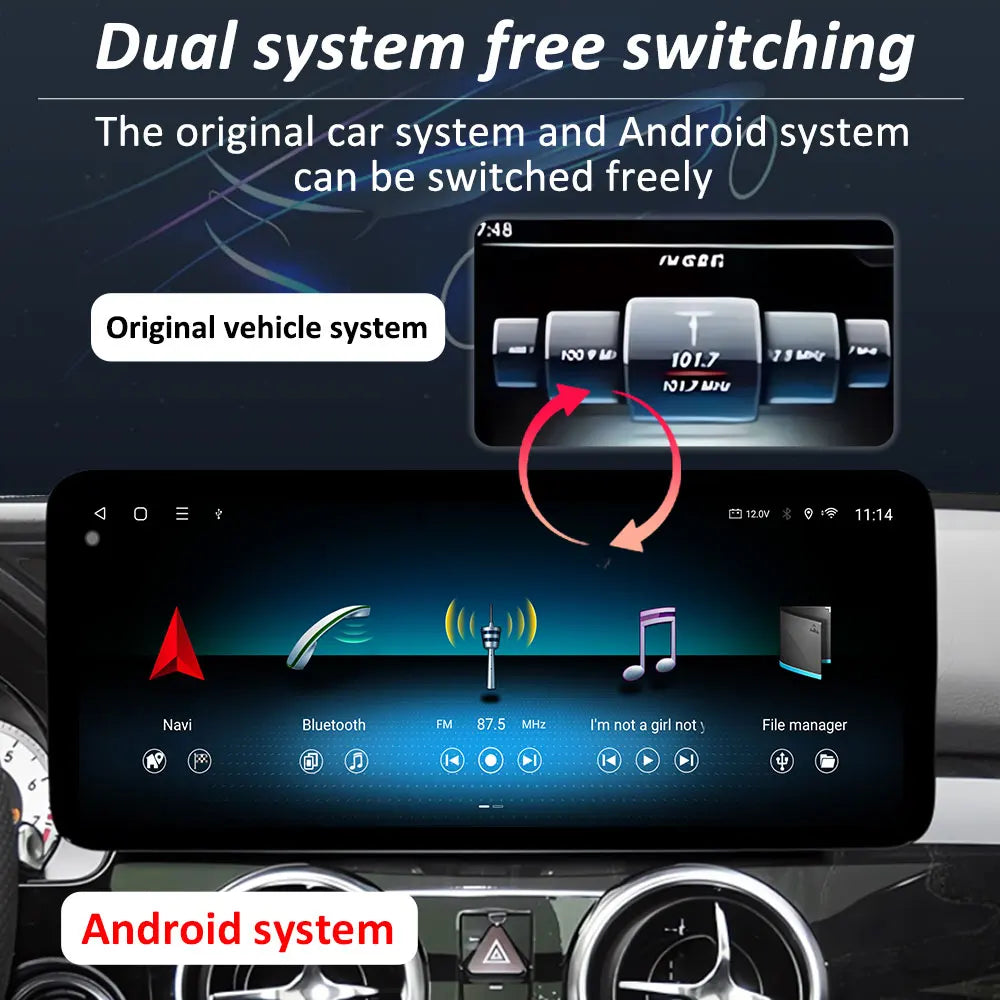 Carplay QLED Ultra-thin Screen Car Multimedia Radio Player for BENZ C CALSS W204 2011 - 20