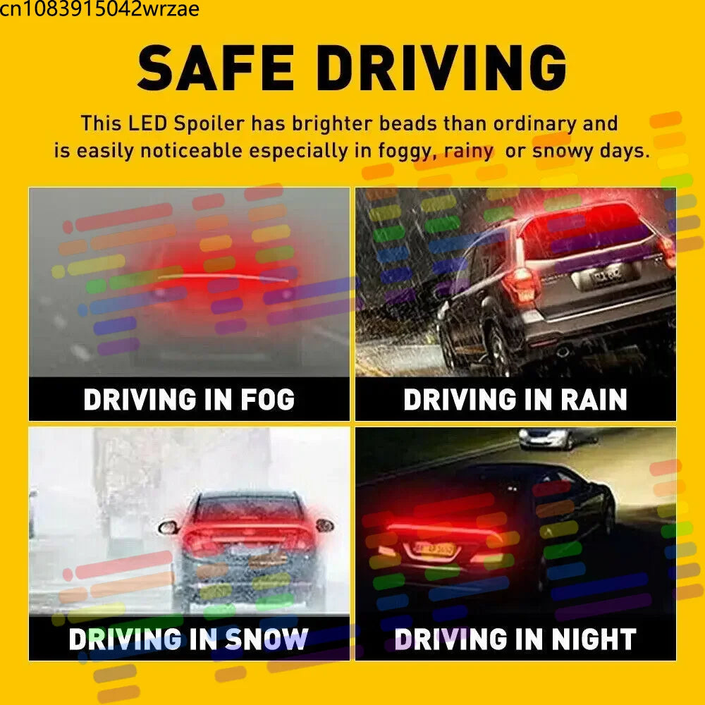 1.3M Led Tail Spoiler Light RGB multicolor Car Turn Signal Driving Brake Flash Trunk Lip R | AUTOKITSHOP
