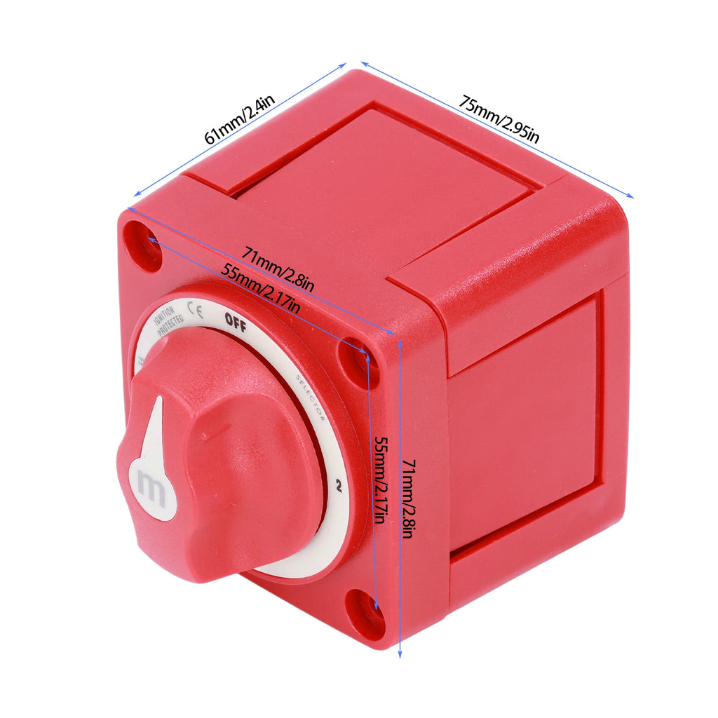 3 Position Battery Switch Dual Circuit Power Disconnect Cut Off Isolator Rotary Switch Cut for M - Automotive LED Light