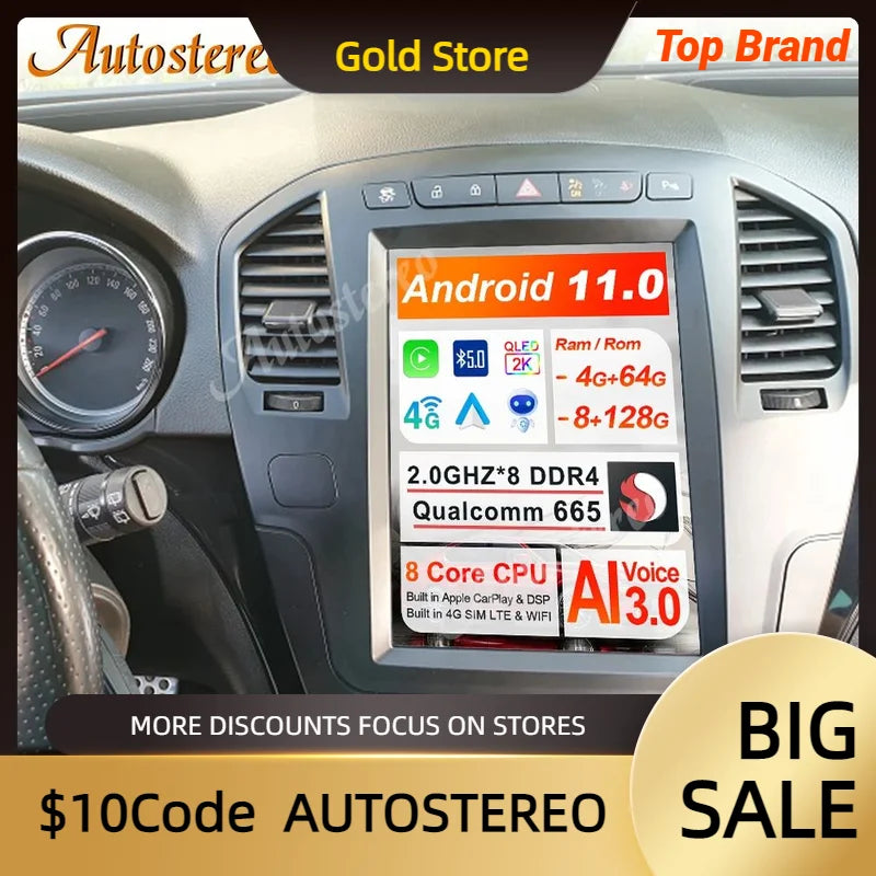 4G SIM Carplay Android 13 Car GPS Navigation For Opel Insignia Vauxhall Holden AutoStereo
