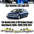 8-Piece LED Interior Light Kit for Honda Civic 8 4D Sedan Coupe Hatchback 2006- 2010 - Canbus Dome Map Door Trunk Bul...