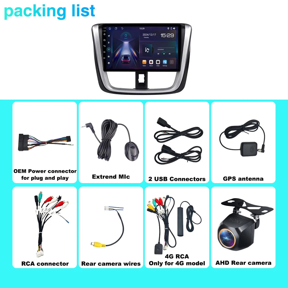 Android 15 WIFI 5G Car Radio For Toyota Vios /Yaris 2005-2011 Auto Multimedia Carplay Play