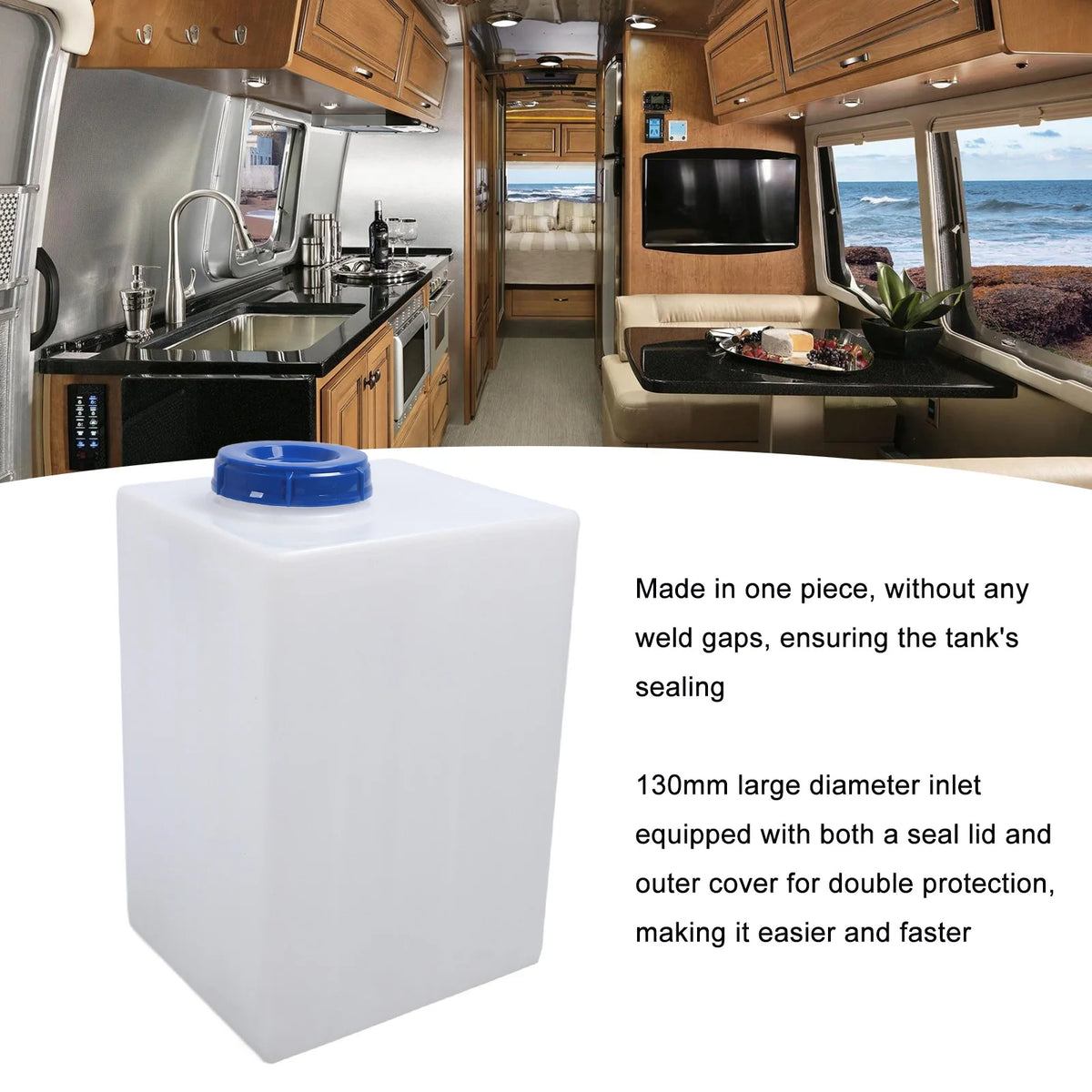 1Pc 3 Sizes 9/10/16 Gallons RV Water Storage Tank Heat Cold Resistant PE Fresh Water Tank for Tr - Automotive LED Light