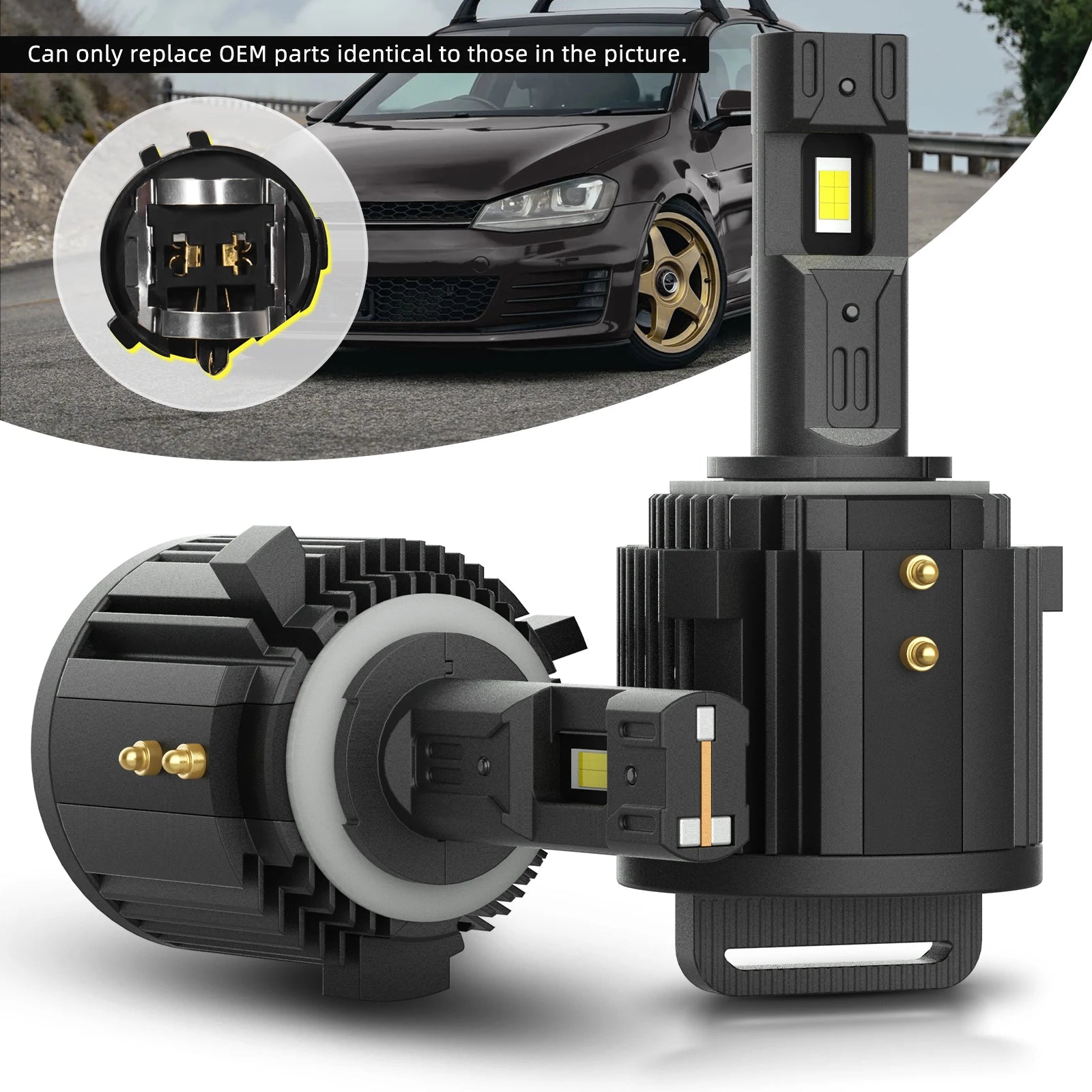 BEVINSEE H7 LED Headlight Bulbs CANBUS 100W 10000LM 6000K White Plug&Play LED Lamps for VW