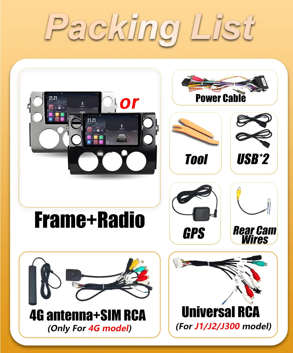 Android 16 Auto Car Radio For Toyota FJ Cruiser J15 2006 2007 2008 2009 -2020 Carplay Mult | AUTOKITSHOP
