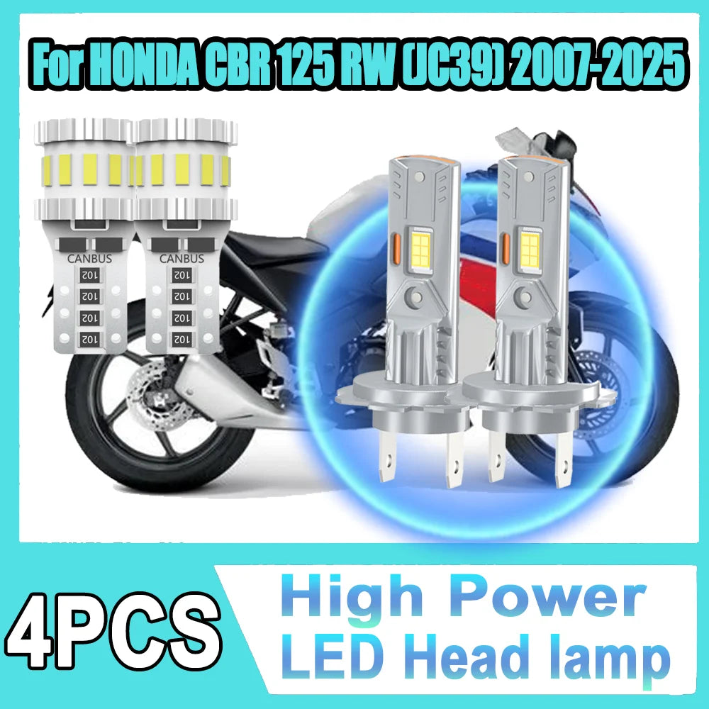 Plug And Play 6000K White H7 LED Motorcycle Headlight Canbus Free Small Lights 12V For HON
