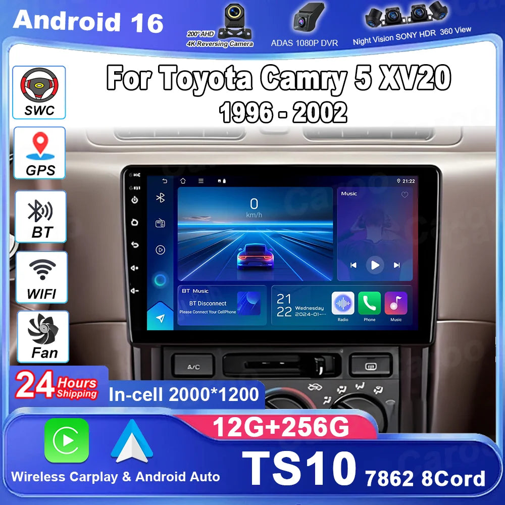 Car Radio Android 16 Android Auto For Toyota Camry 5 XV20 1996- 2002 GPS No 2din Multimedi